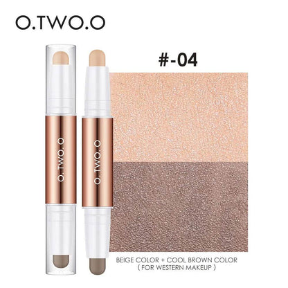 O.TWO.O Contour Stick Double Heads Contour Waterproof Matte Finish Highlighters Clavicle Shadow Pen Face 3D Highlight Concealer - Tamnz