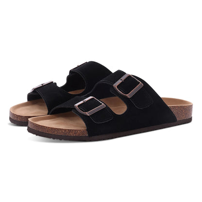 Comwarm Fashion Cork Slippers Women Classic Flat Sandals Female Outdoor Anti-slip Beach Slides Cork Sole Arch Support Sandals - Tamnz