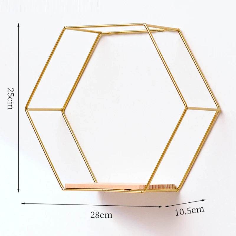 Floating Wall Shelf Sundries Storage Holder Living Room Home Decoration Wall Mounted Hexagon Shelf Handicraft Display Rack - Tamnz