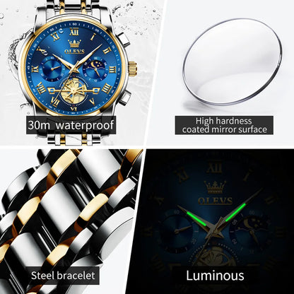 OLEVS Men's Watches Classic Roman Scale Dial Luxury Wrist Watch for Men Quartz Watch - TaMNz