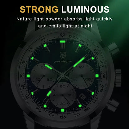 Man Chronograph Luminous Wristwatch Leather Men Quartz - TaMNz