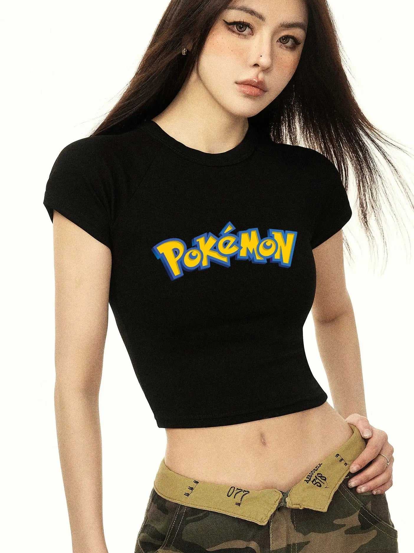 Pokemon Disney Woman Tee Shirt Summer Crop Tops Breathable Tee Clothing Comics Slim Humor T Shirt Soft Short Sleeved