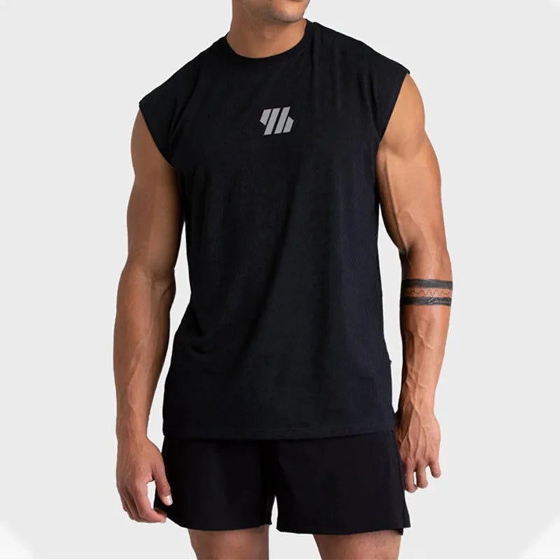 Gym Vest Men Sleeveless Sports Tank Top quick-drying mesh - TaMNz