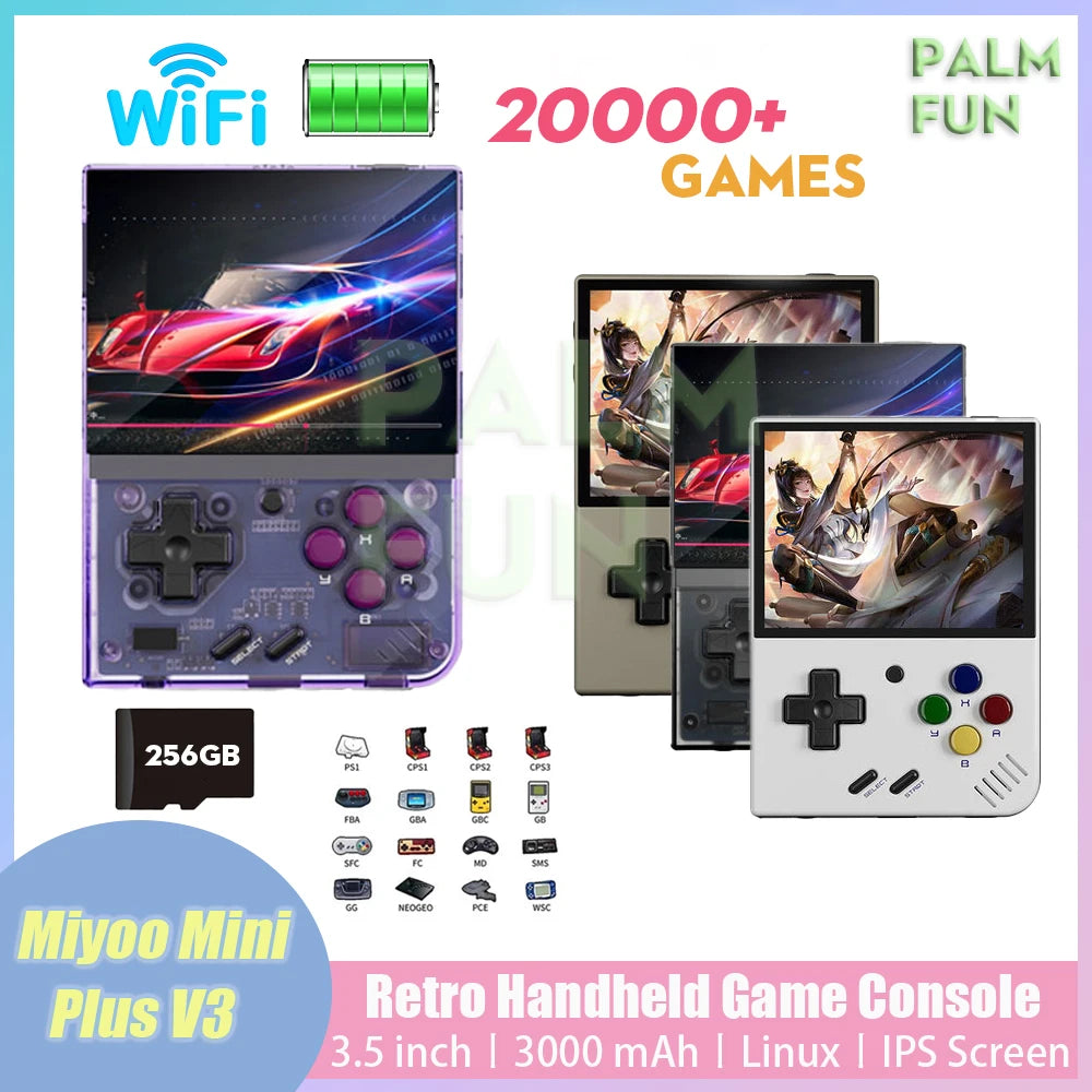 Miyoo Mini Plus V3 Retro Handheld Game Console 3.5 Inch IPS HD Screen Classic Video Game Console Linux System Gaming Emulator - TaMNz