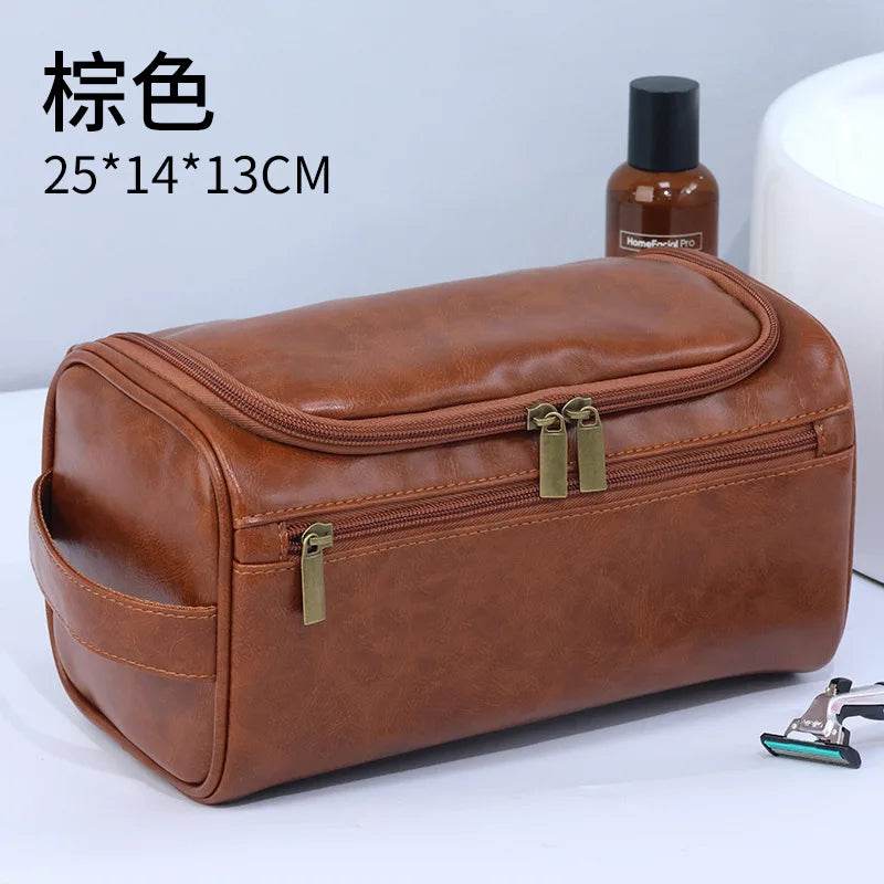 Men Vintage Luxury Toiletry Bag Travel Necessary Business Cosmetic Makeup Cases Male Hanging Storage Organizer Wash Bags - Tamnz