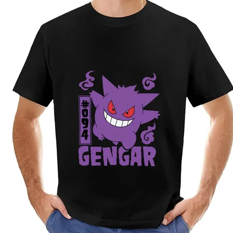 MINISO P-Pokemon G-Gengar T Shirt Men Couple Combination Women Clothes Short Sleeve Collar Fashion Cotto