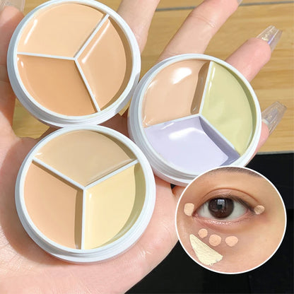 XIXI Pure Holding Makeup Three Color Concealer Spot Acne Print Repair Foundation Dark circles are not easy to stick powder