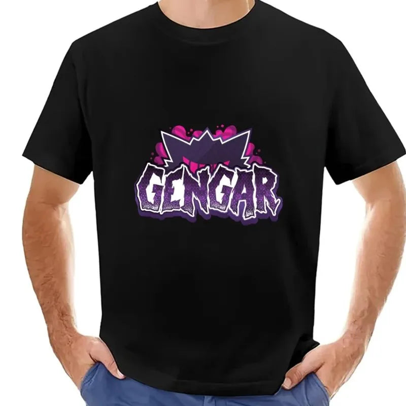 MINISO P-Pokemon G-Gengar T Shirt Men Couple Combination Women Clothes Short Sleeve Collar Fashion Cotto