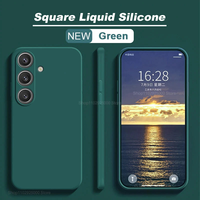 S24 S23 S22 Ultra Case Square Liquid Silicone Phone Cases For Samsung Galaxy S24 S 24 S23 S22 Ultra Plus S24Ultra Soft TPU Cover