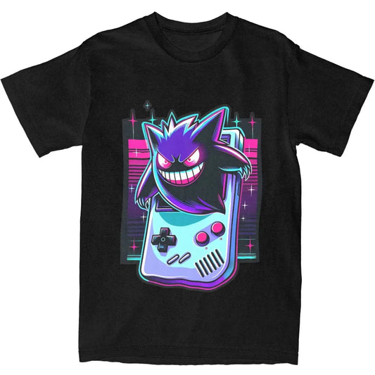 Pokemon Gengar T-Shirt Summer Vintage T Shirts Pure Cotton Hip Hop Tee Shirt For Adult Short-Sleeved Custom Logo Tops