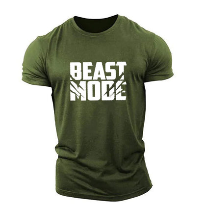 Beast Mode Letter English Element Printed Casual T-shirts Summer Short Sleeve Workout - TaMNz
