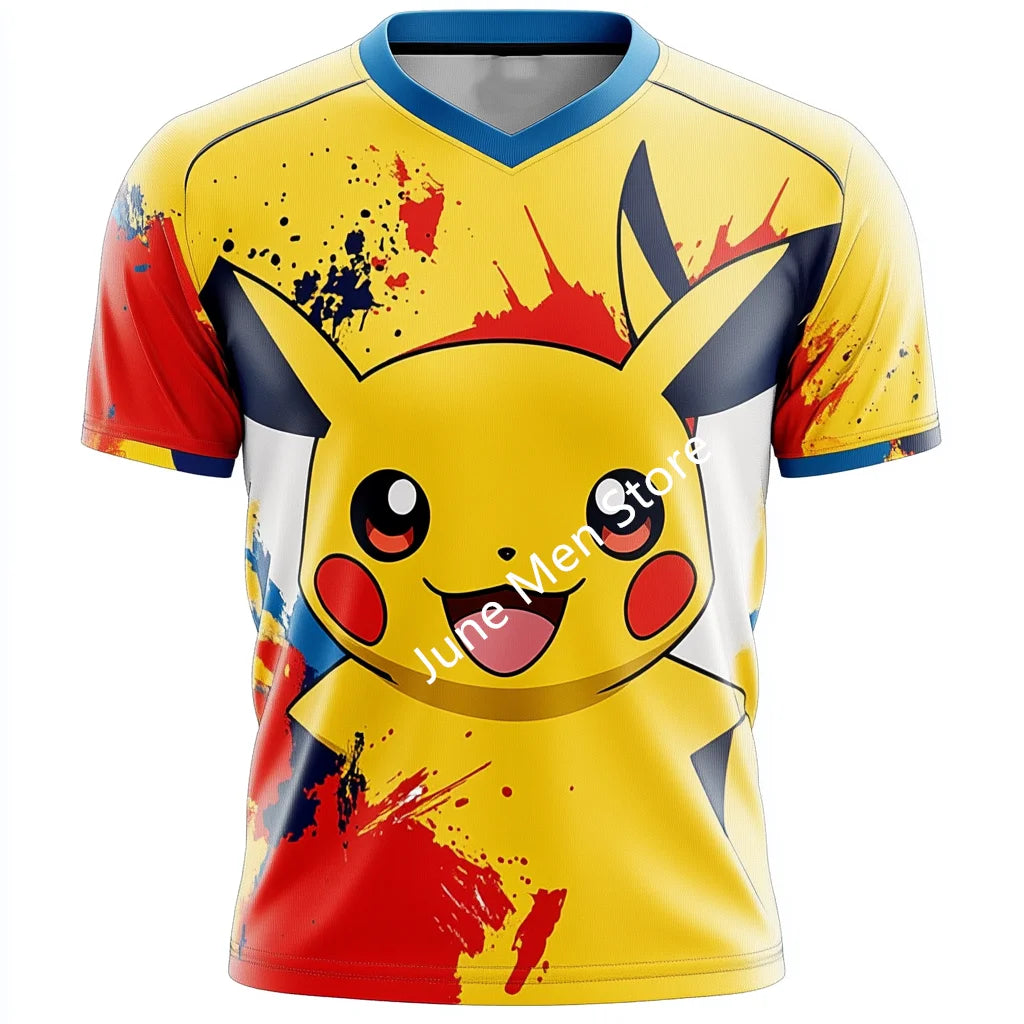 (Uniqlo）Pokemon Cute Pikachu 3D Men T-Shirt Cute Pikachu Funny Japanese Anime Funny T Shirts Men Women Tshirt Top Men Clothing