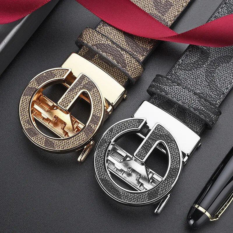 Real Leather Men Belt Unique Design Automatic Buckle High Quality Cowhide Mens Belts Fashion Luxury Male Waistband - TaMNz