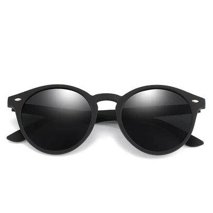 Fashion Round Polarized Sunglasses Vintage Black Driving Sun Glasses Circle Oval Designer - TaMNz