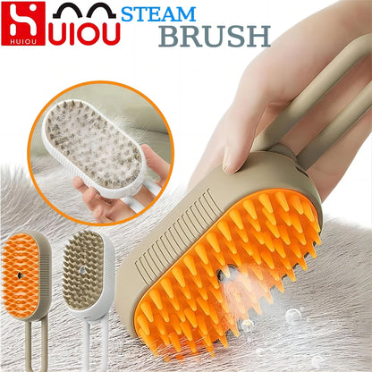 Steamy Dog Brush Electric Spray Cat Hair Brush 3 in1 Dog Steamer Brush for Massage Pet Grooming Removing Tangled and Loose Hair