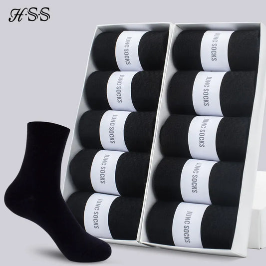 HSS Brand Men's Cotton Socks New Style Black Business Men Socks Soft Breathable Summer Winter for Male Socks Plus Size (6.5-14) - TaMNz