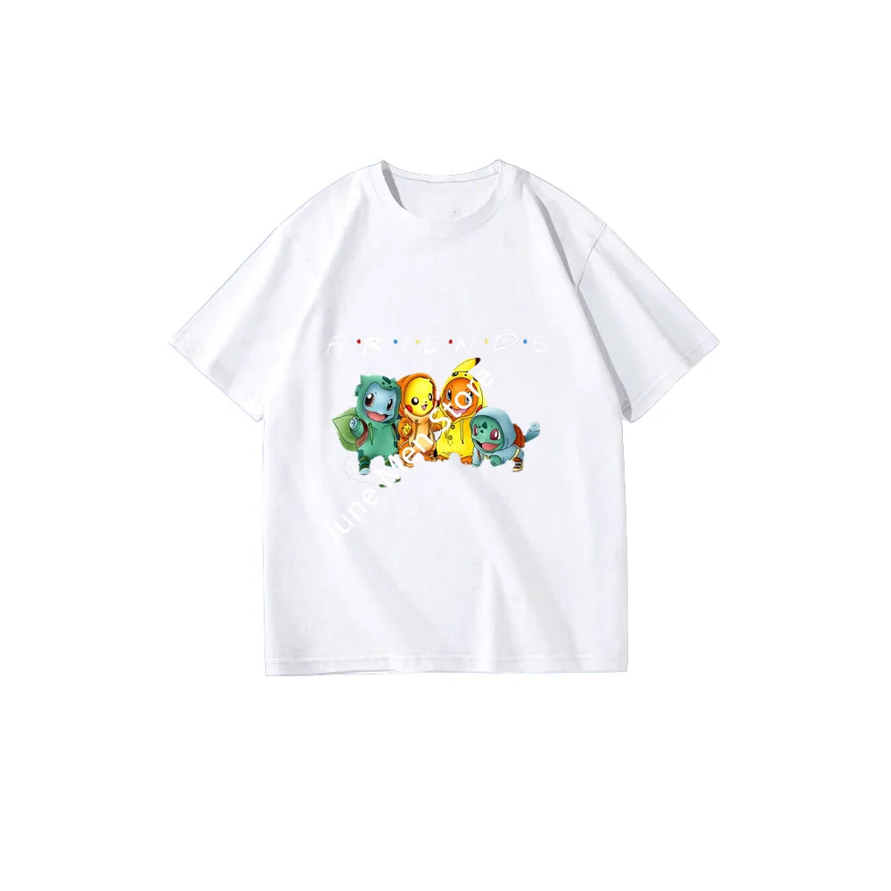 (Uniqlo) Cute Pokemon Cotton Men Women Friends T-shirt Round Neck Short Sleeve T-Shirt For Men And Women KIds New Summer Tops