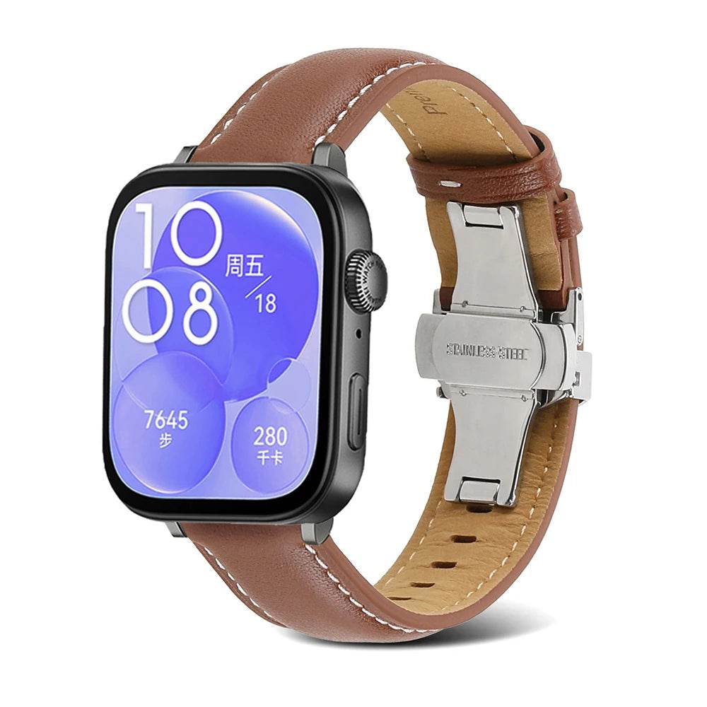 Leather Strap for Huawei Watch Fit 3 Smart Replaceable Wristband Belt for Huawei Watch Fit3 Business Casual Bracelet Accessories - Tamnz