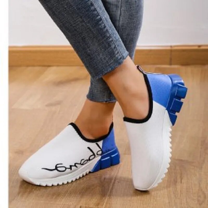 Comfortable Mesh Fashion Casual Shoes Slip on Platform Female Sport Flats Ladies Vulcanized Shoes Zapatos - TaMNz