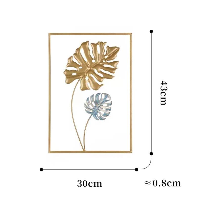 Nordic Metal Leaf Iron Wall Hanging Decor Plant Ginkgo Palm Maple Leaves Wall Pendant Mural Living Room Bedroom Home Decoration - Tamnz