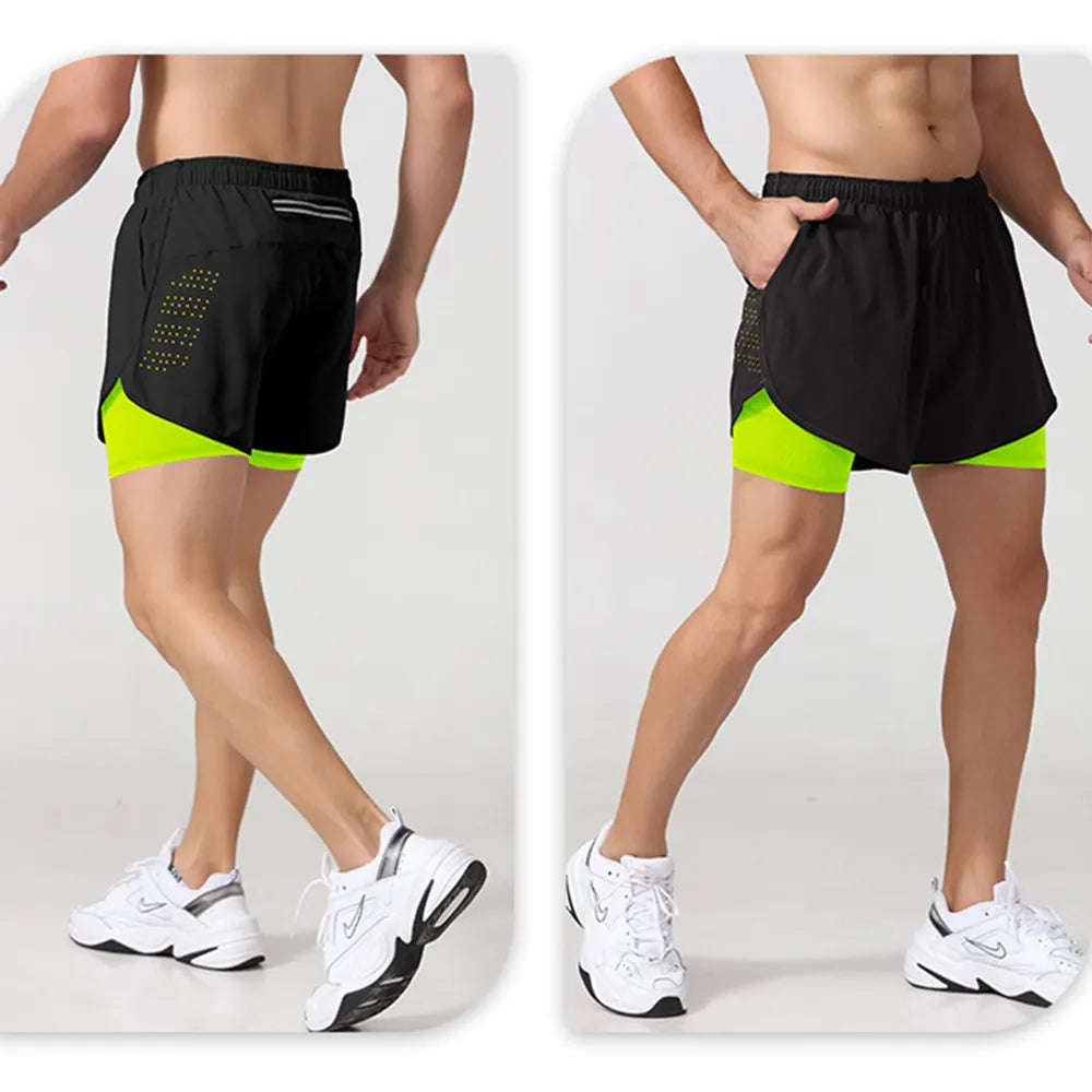 Sport Shorts Men Sportswear Double-deck Training Short Pant - TaMNz