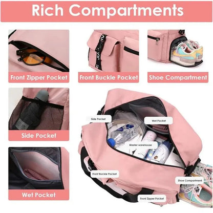 Travel Gym Duffle Bag Dance Sports Handbag Wet Pocket Shoe Compartment Shopping Hospital Overnight Lightweight Gear Backpack - TaMNz
