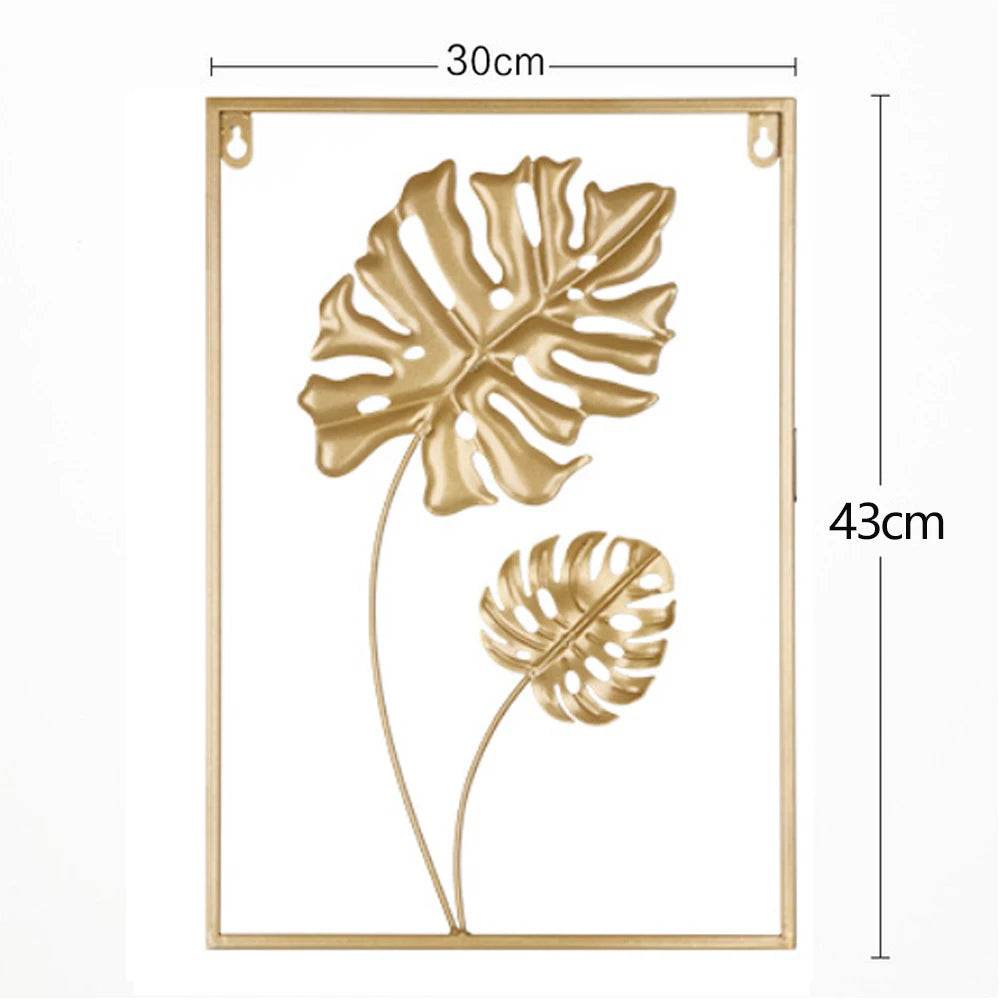 Nordic Metal Leaf Iron Wall Hanging Decor Plant Ginkgo Palm Maple Leaves Wall Pendant Mural Living Room Bedroom Home Decoration - Tamnz