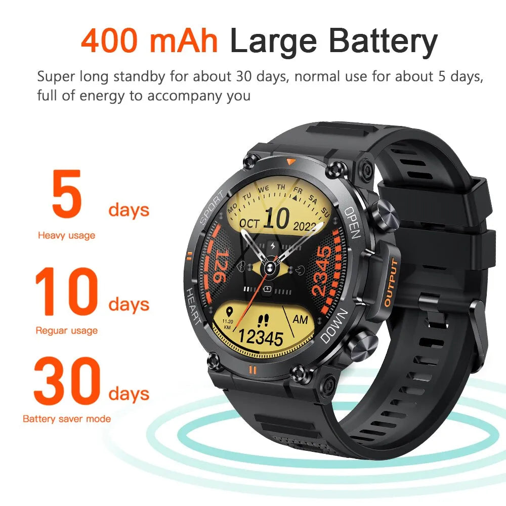 HD Bluetooth Call Smart Watch Men Sports Fitness Tracker Heart Monitor 400mAh Smartwatch - Tamnz