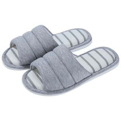 Comwarm Four Seasons Flats Slippers Open Toe House Slippers For Women Men Soft Cotton Indoor Shoes Memory Foam bedroom Slippers - Tamnz