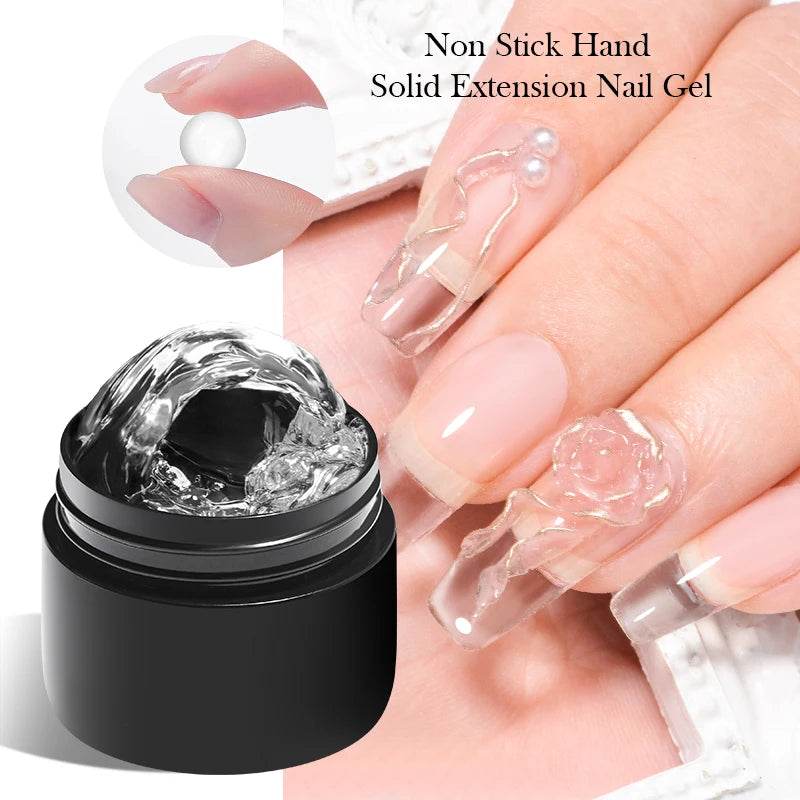 MEET ACROSS 7ml Clear Non Stick Hand Solid Extension Nail Gel Polish Carving Flower Nail Art Building UV Gel Acrylic Varnish - Tamnz