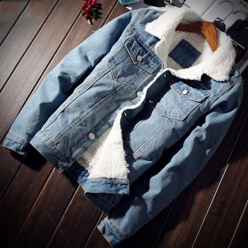 Men Denim Jacket Trendy Winter Warm Fleece Coats Mens Outwear Fashion Jean Jackets Male Cowboy Casual Clothes Plus US Size 4XL - TaMNz