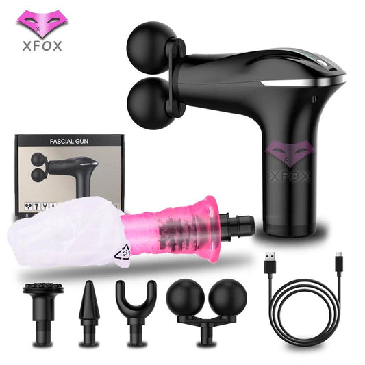 Fascia Gun Muscle Massage gun double head Deep Tissue Muscle Handheld Percussion Massager For Body Back And Neck Pain Relief - Tamnz