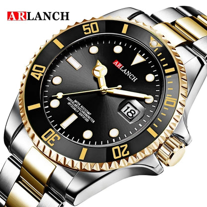 ARLANCH 305 Men's Steel Quartz Watch Glow Date Simulation Leisure Sports Business Waterproof Men's Hot Sales 2024