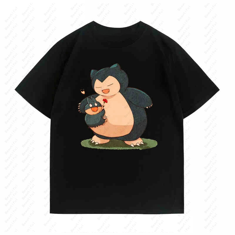 Pokemon Kabi Little Kabi Beast Cartoon Q Version Cute Couple Short-Sleeved T-Shirt Summer Men And Women Cotton Top T-Shirts