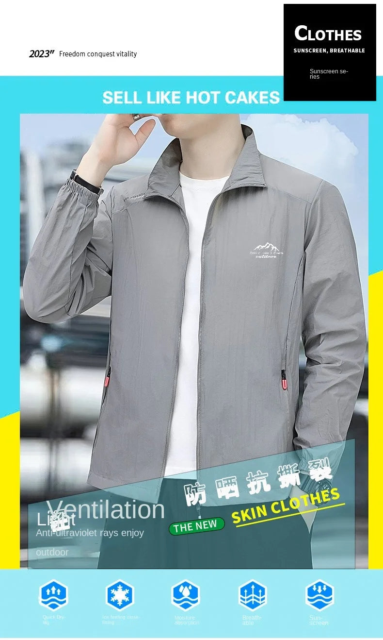 Summer Men's Sun Protection Casual Windproof Water resistant Ultrathin Jacket