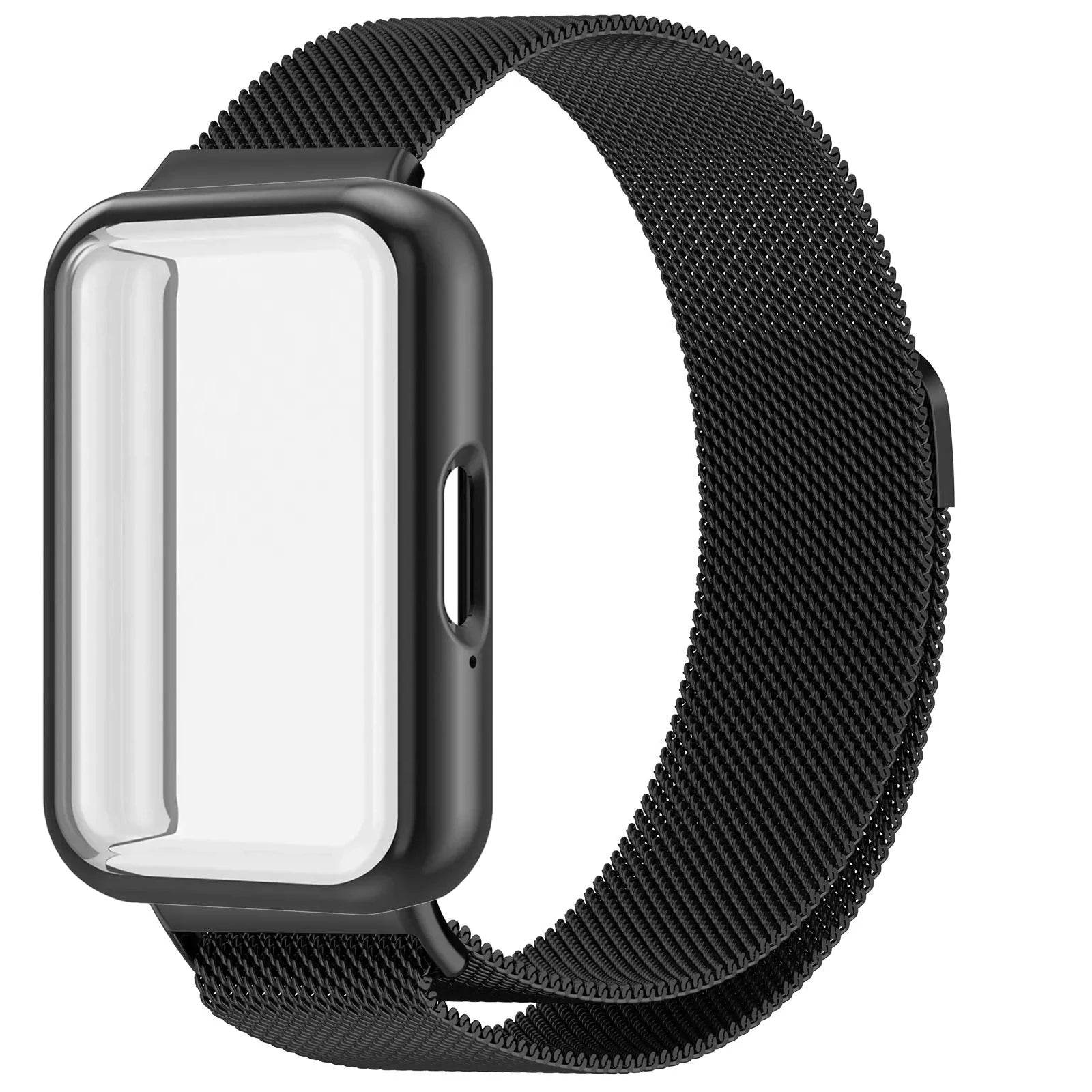 Milanese Loop Strap+TPU Case for Samsung Galaxy Fit 3 SM-R390 SmartWatch Replaceable Wristband for Galaxy Fit 3 Protective Cover - Tamnz