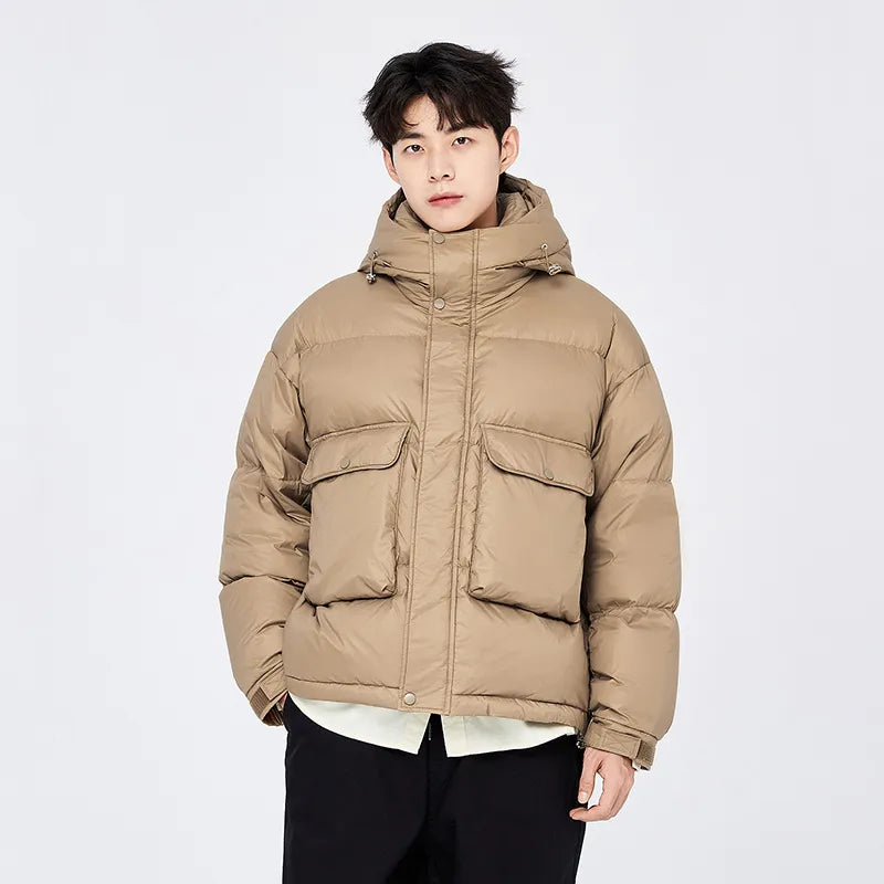 Semir Down Jacket Men 2022 Winter New Warm And Comfortable Simple Top Solid Color Casual Hooded Jacket Trendy - TaMNz