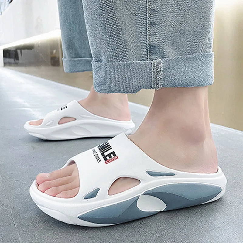 Comwarm 2024 Fashion Men Summer Slippers Outdoor Beach Slippers Soft Wear-resistant Thick Sole EVA Slippers Bathroom Flip Flops