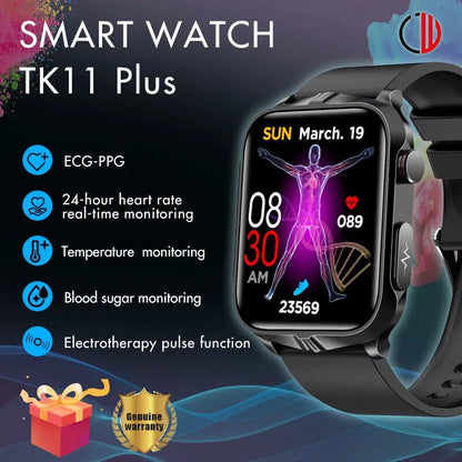 Smart Watch TK11 Plus Men Noninasive Blood Glucose ECG PPG Heart Rate Health Monitoring Tracker 1.83inch Women Smartwatch - TaMNz