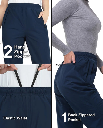 Women's Rain Pants Lightweight Breathable Waterproof Pants Soft Windproof Overall Rain Pants for Hiking, Golf - TaMNz