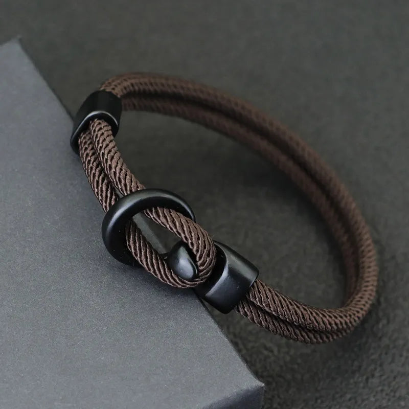 Rope Bracelet Men Double Layer Outdoor Camping Braclet Homme Accessories Survival Paracord Braslet Gift For Him - TaMNz