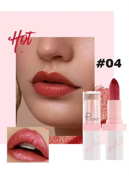 Waterproof Metallic Pearlescent Lipstick Pop Glitter Lip Gloss 10-Color Long Lasting Diamond Pearl Colour Lip Gloss Sexy Make Up