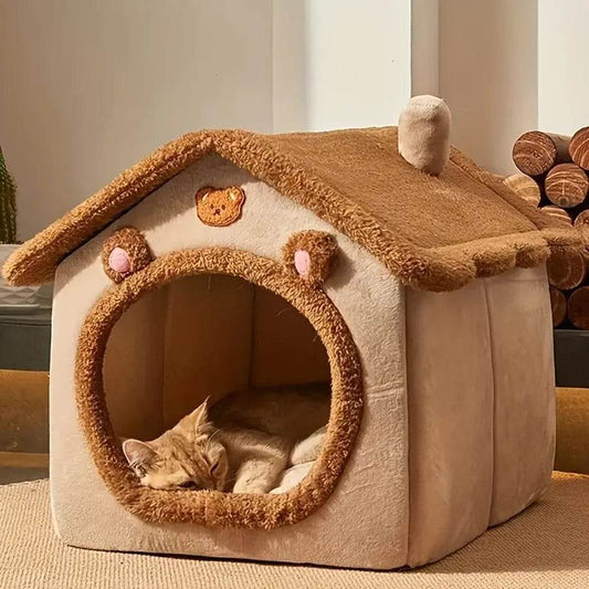 Foldable Pet House Removable Washable Cat House Puppy Cave Sofa Pet Bed House for Extra Small Dogs and Small and Medium Cats - Tamnz