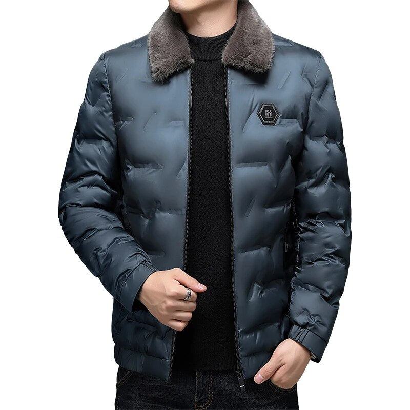 Men Winter Windbreaker Coats New Brand Fur Collar Casual Fashion 2023 Thicken Outwear Parkas Jacket Men Clothing Top Quality - TaMNz