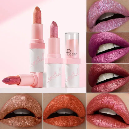 Waterproof Metallic Pearlescent Lipstick Pop Glitter Lip Gloss 10-Color Long Lasting Diamond Pearl Colour Lip Gloss Sexy Make Up