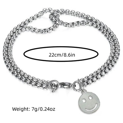 Fashion Titanium Steel Pendant Double Chain Cross Men's Bracelet Double Layer Personalized Bracelet Punk Party Jewelry Gift