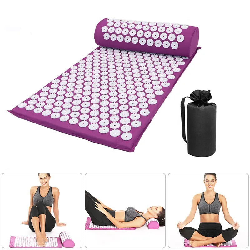 Yoga Massage Mat Acupressure Relieve Stress Back Cushion Massage Yoga Mat Back Pain Relief Needle Pad With Pillow - TaMNz