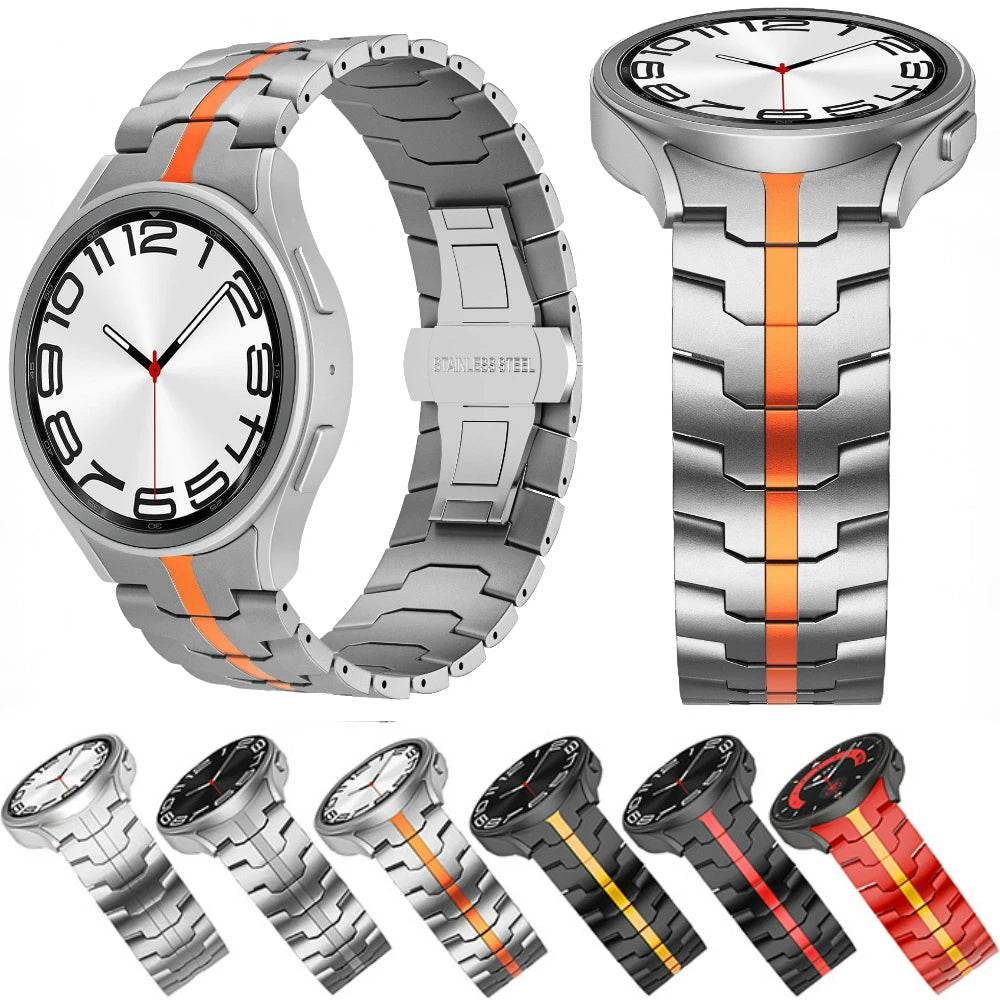 Titanium color Strap For Samsung Galaxy Watch 4/5/6/7 44mm 40mm/5 Pro 45mm Metal Bracelet for Samsung Watch 6 Classic 47mm 43mm - Tamnz