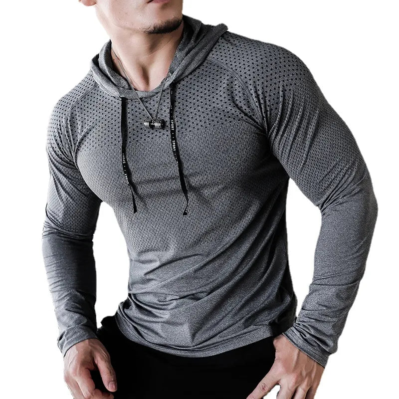 Tracksuit Running Sport Hoodie Gym Joggers Hooded Outdoor Workout Shirts - TaMNz