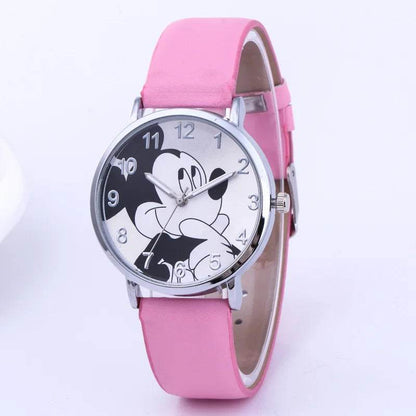 Disney Mickey Mouse Women Watches for Girls Black Leather Strap ultrathin Ladies Watch Quartz Clock Wrist Relogio Feminino - Tamnz